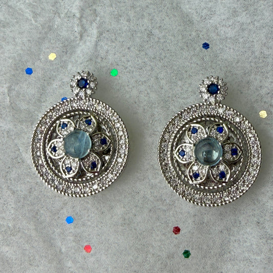 Aquamarine Spinning Wheel Pendant | 28mm Ocean Energy & Communication | CZ Accent Jewelry