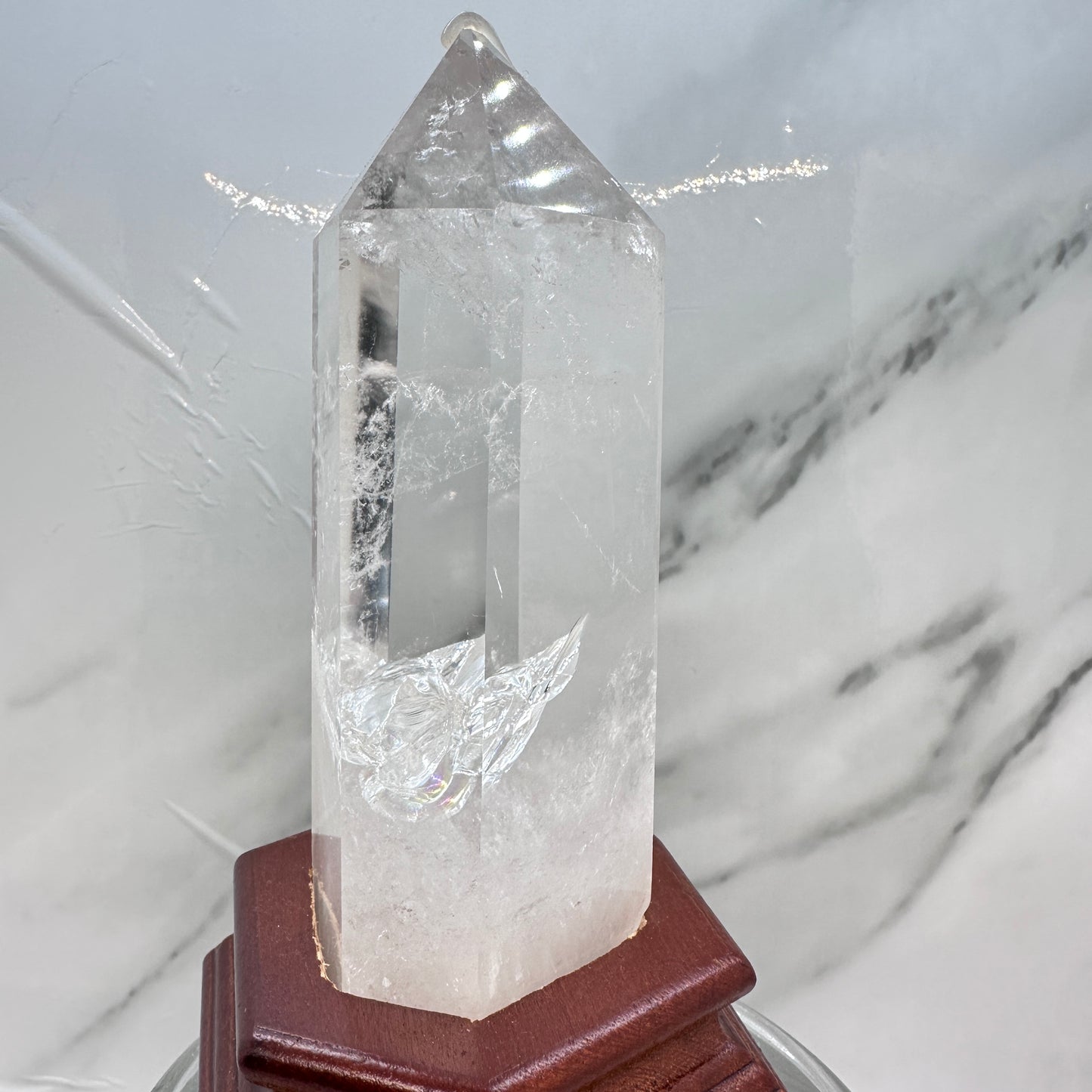 6in Clear Quartz Point with custom stand - Katie's Mystic Crystals