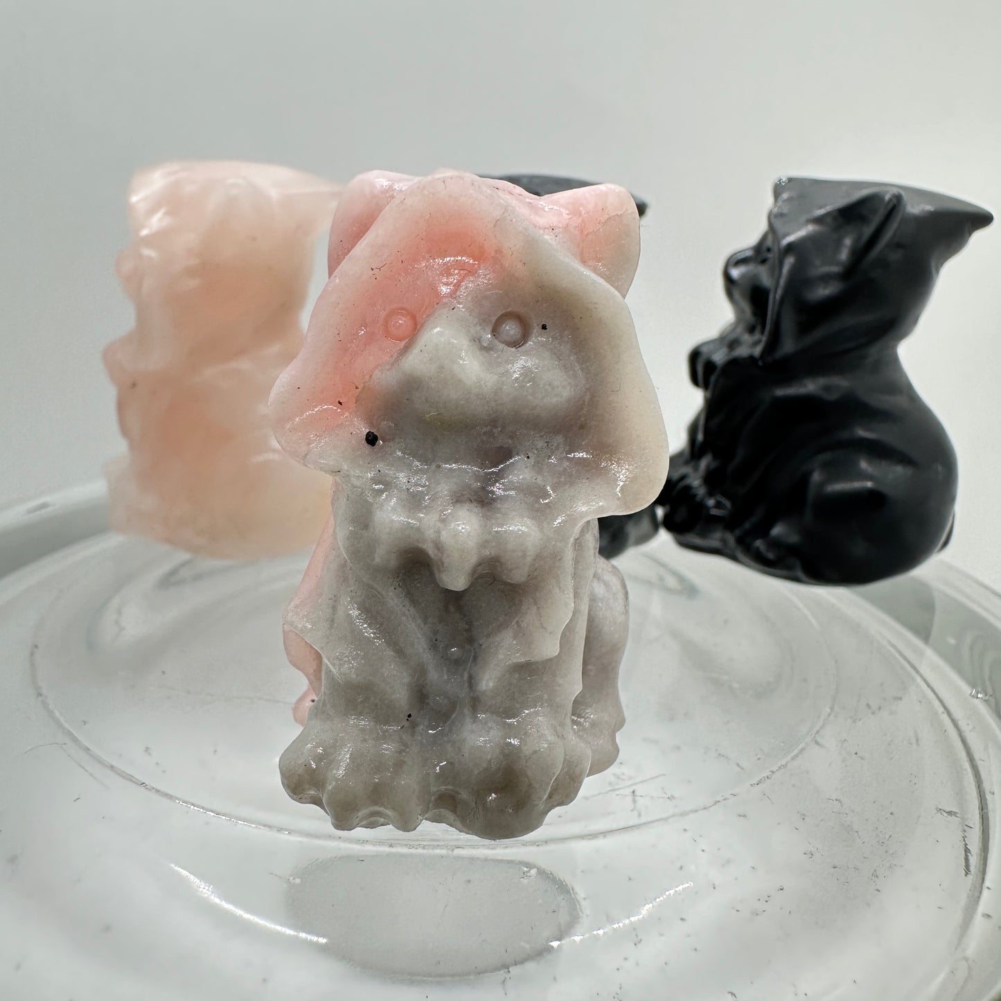 Hooded Crystal Cat - Rose Quartz