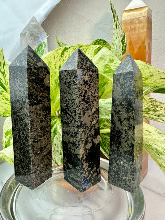Black Pyrite Towers — 4.5 to 4.8 inch (Imperfect)
Protection | Manifestation | Confidence