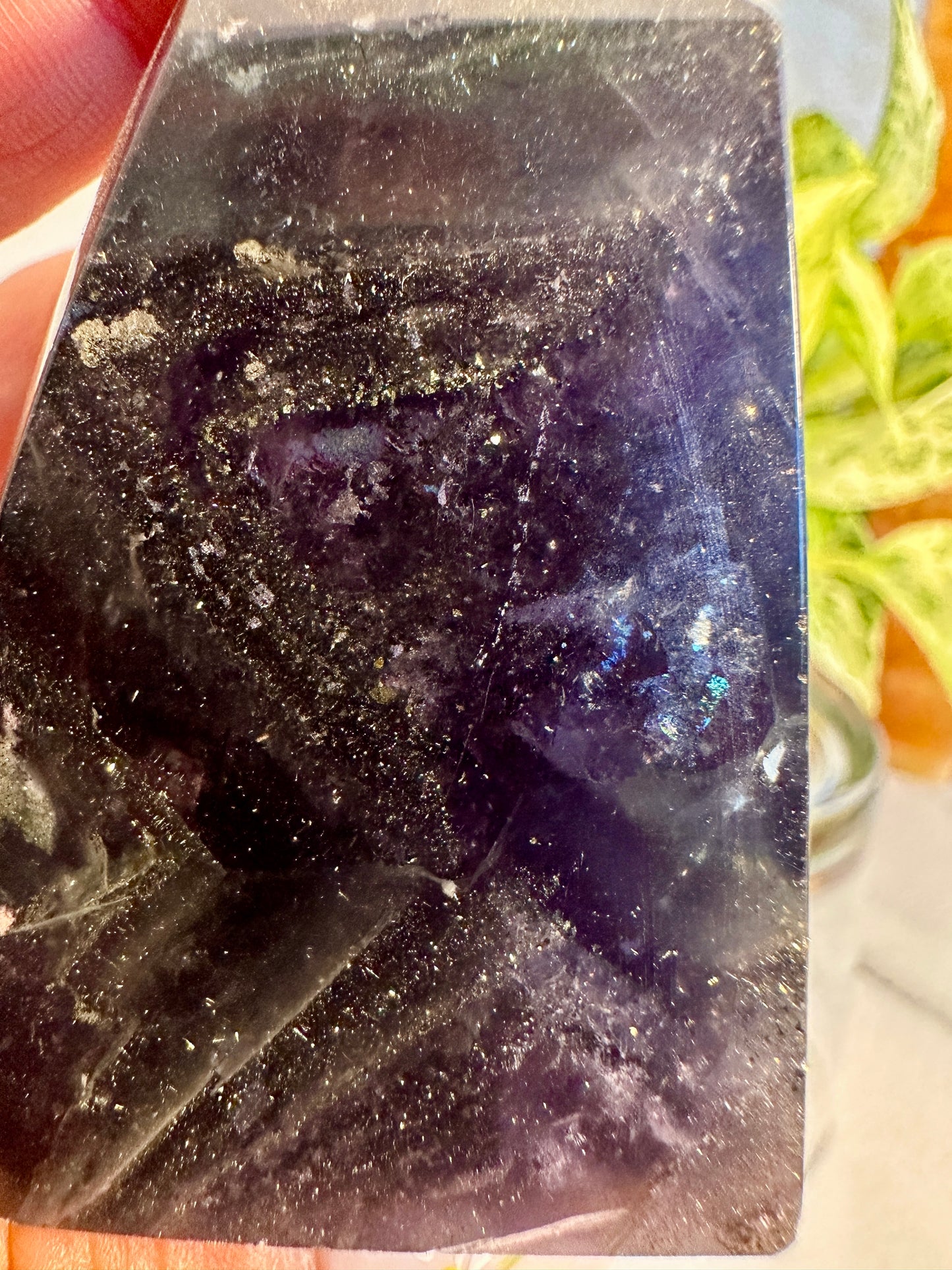 Pyrite in Fluorite Raw Edge Tower — E
2.5 in tall × 1.4 in wide × 0.9 in thick | 4.8 oz
Mental Clarity | Abundance | Grounded Confidence - Katie's Mystic Crystals