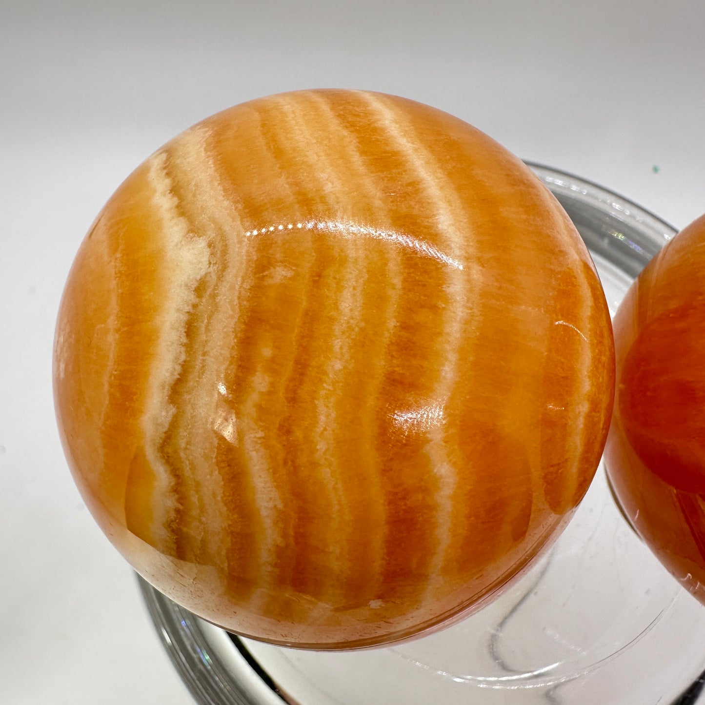 62-64mm Banded Orange Calcite Sphere - Katie's Mystic Crystals