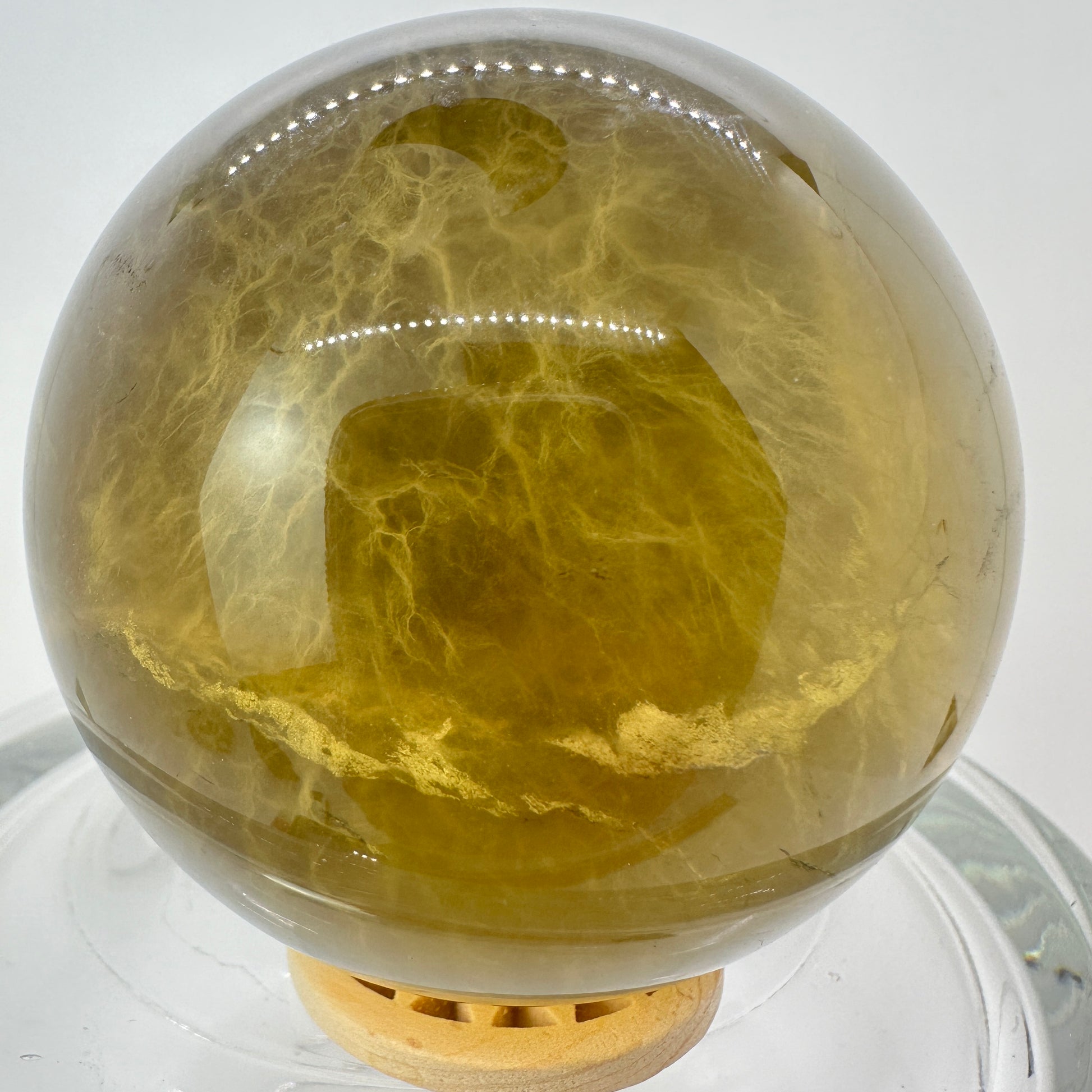68mm Yellow Fluorite Sphere - Katie's Mystic Crystals