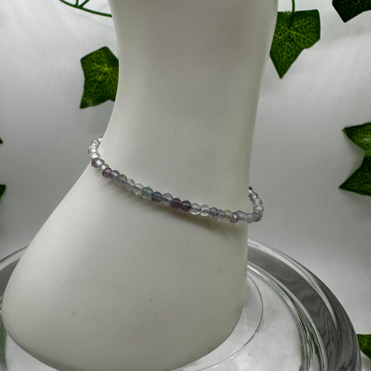 Minimalist Faceted Rainbow Fluorite Bracelet - Katie's Mystic Crystals