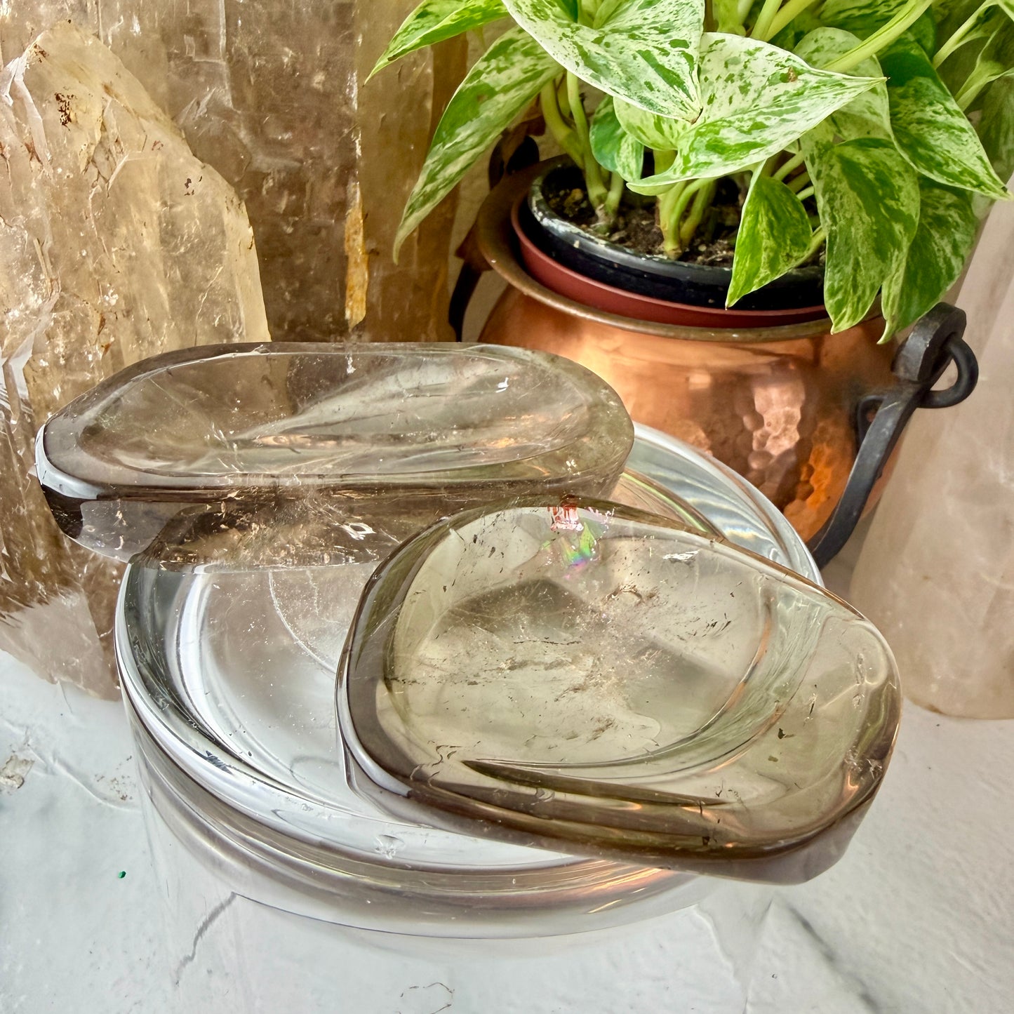 Polished Smoky Quartz Dish – Crystal Decor, Grounding Energy, Jewelry Holder, Meditation Altar Accent