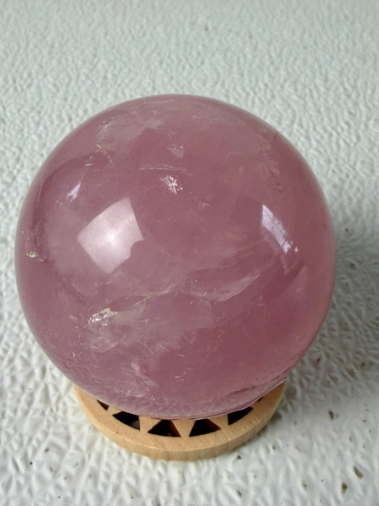 Classic Soft Pink Rose Quartz Sphere (356g) – Translucent Love & Calm