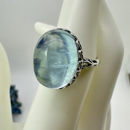 Silver (925) Aquamarine Adjustable Ring - Katie's Mystic Crystals