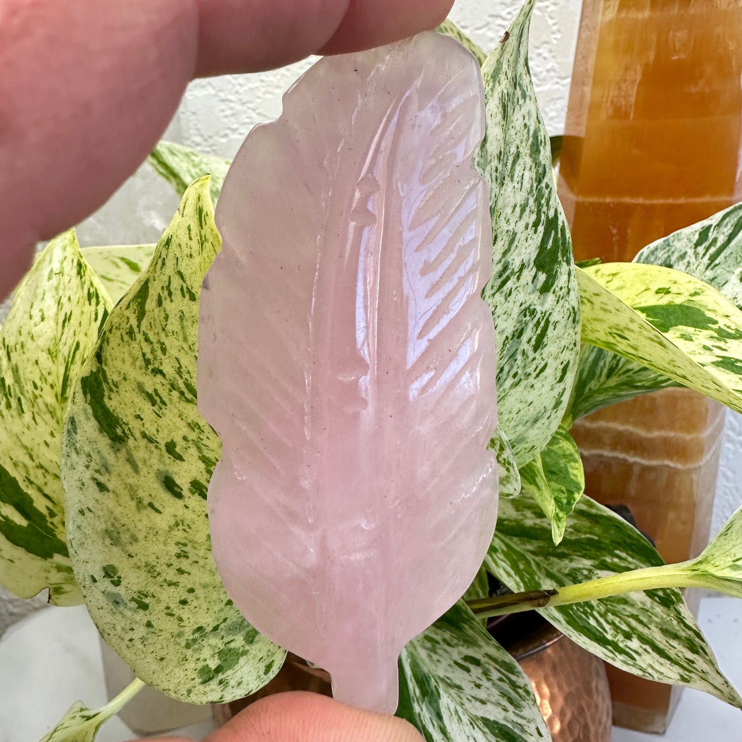 Crystal Feathers - Fluorite - Rose Quartz - 3.3-3.6 inch