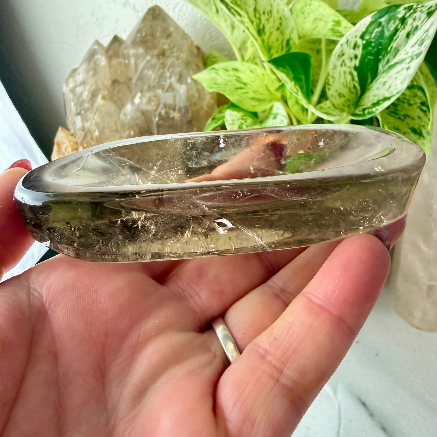 Polished Smoky Quartz Dish – Crystal Decor, Grounding Energy, Jewelry Holder, Meditation Altar Accent