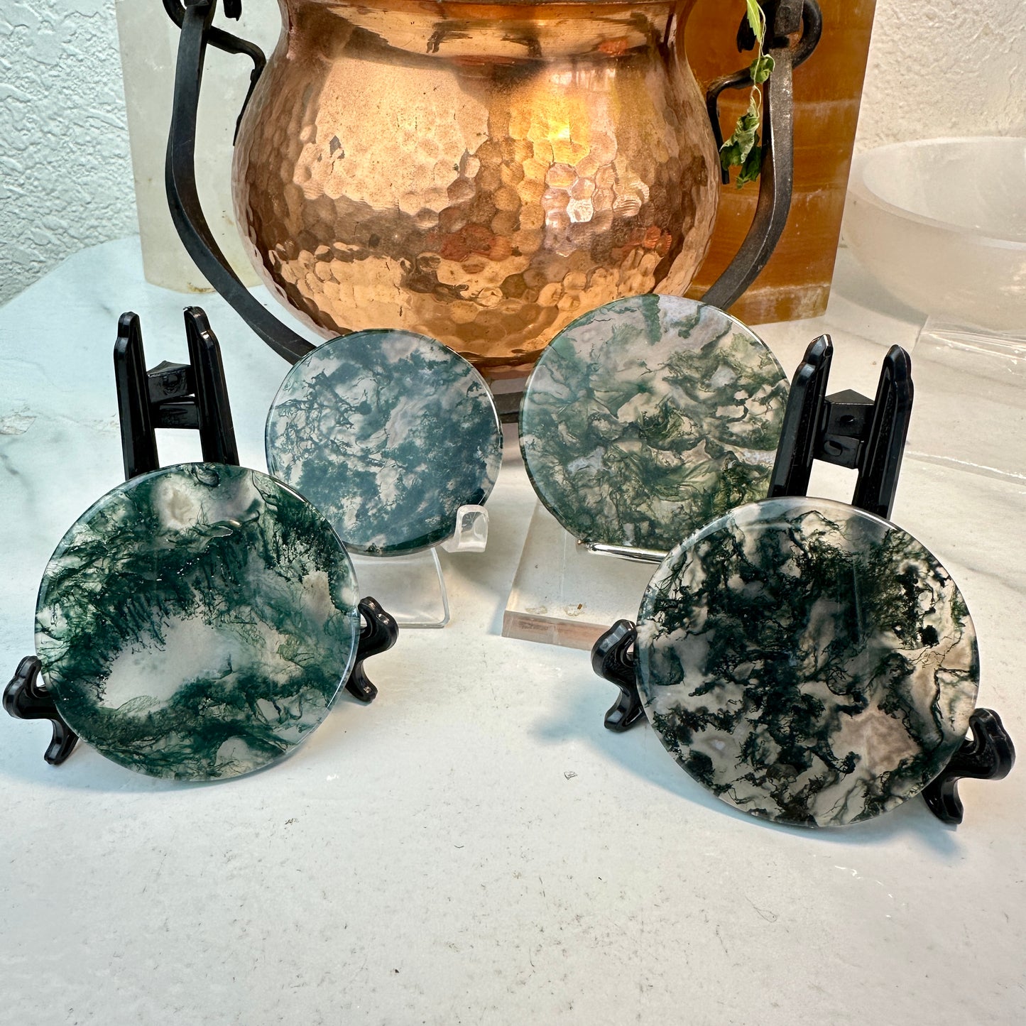 Moss Agate Window Disks — 2 Inch
Nature’s Portal • Grounding • Inner Vision