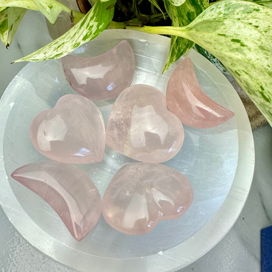Gemmy Rose Quartz Hearts and Moons - 2 inch