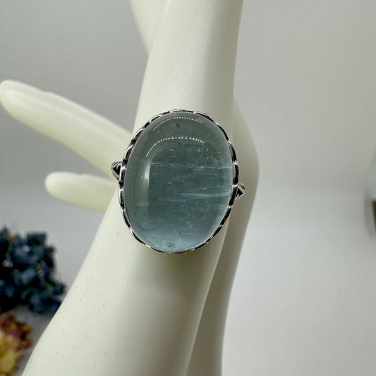Silver (925) Aquamarine Adjustable Ring - Katie's Mystic Crystals