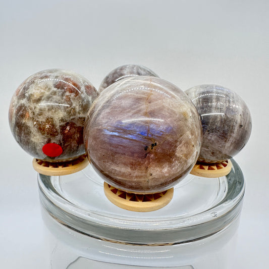 Moonstone with Sunstone Spheres - Katie's Mystic Crystals
