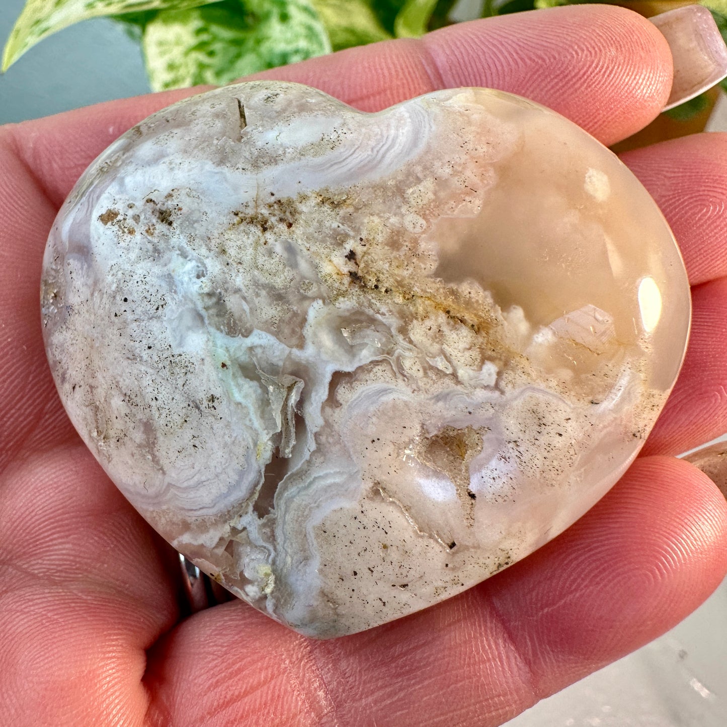 Puffy Pink Flower Agate Hearts
Growth | Self-Love | Emotional Healing