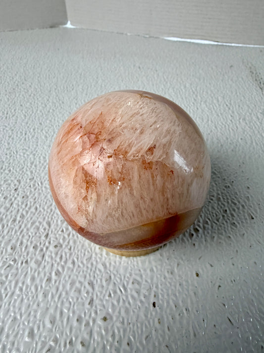 Vibrant Sunset Carnelian Sphere (502g) – High Energy Fire Agate with Quartz Window