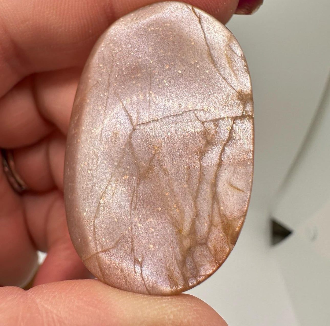 Peach Moonstone with Sunstone Palm Stones