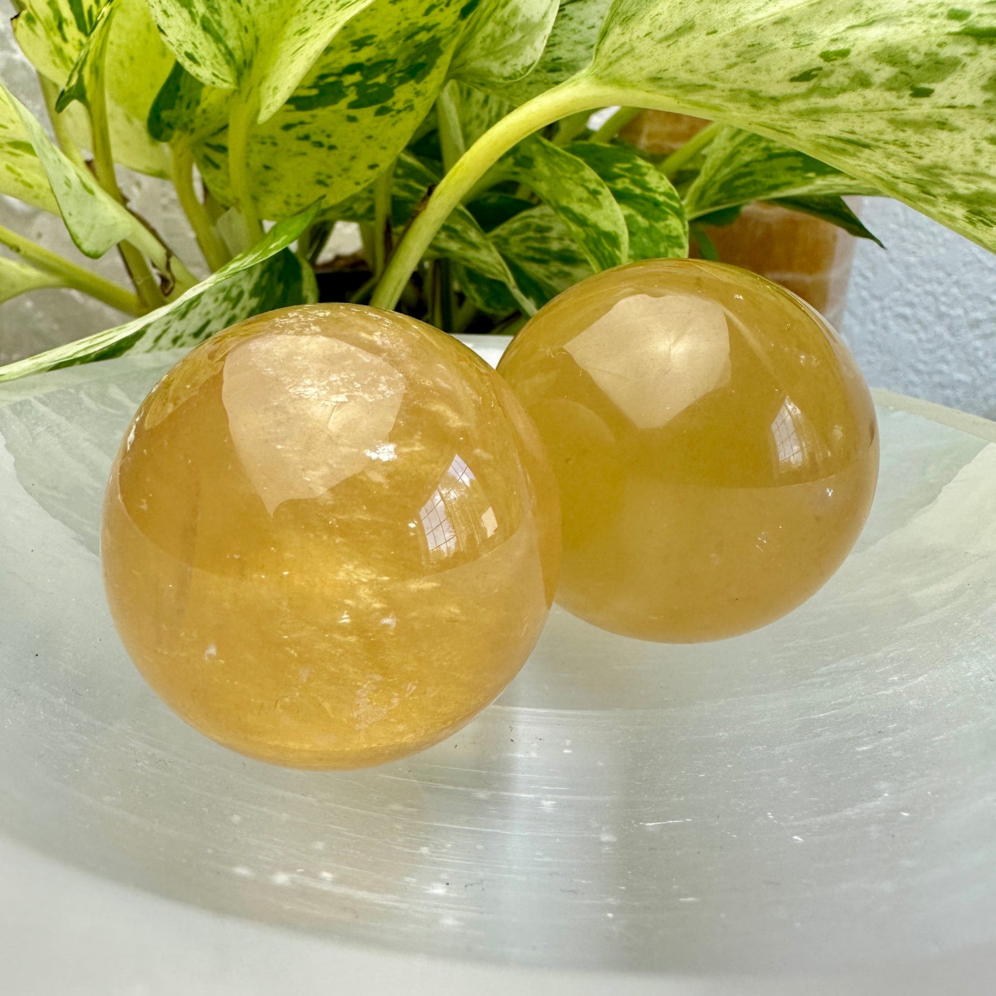 42-44mm Amber Calcite Sphere