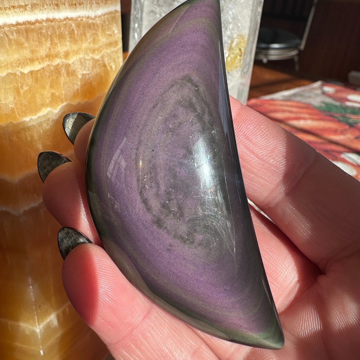 Rainbow Obsidian Moons - Katie's Mystic Crystals