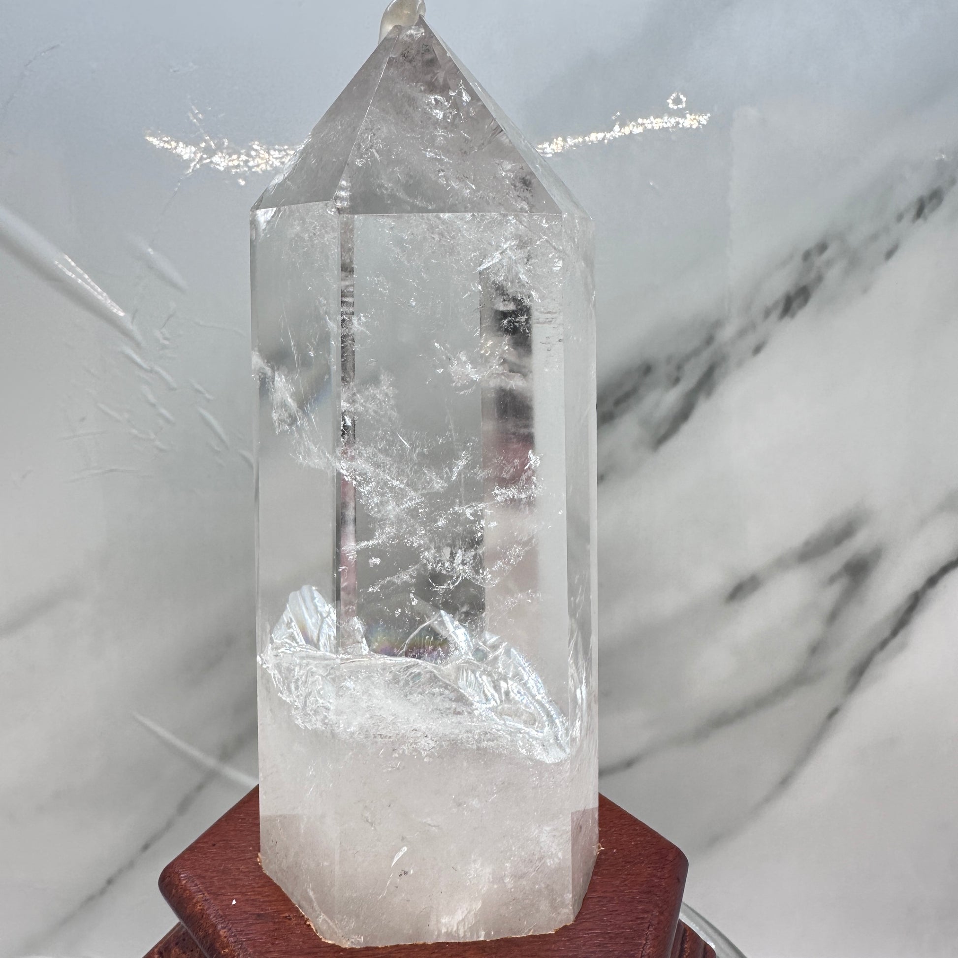 6in Clear Quartz Point with custom stand - Katie's Mystic Crystals