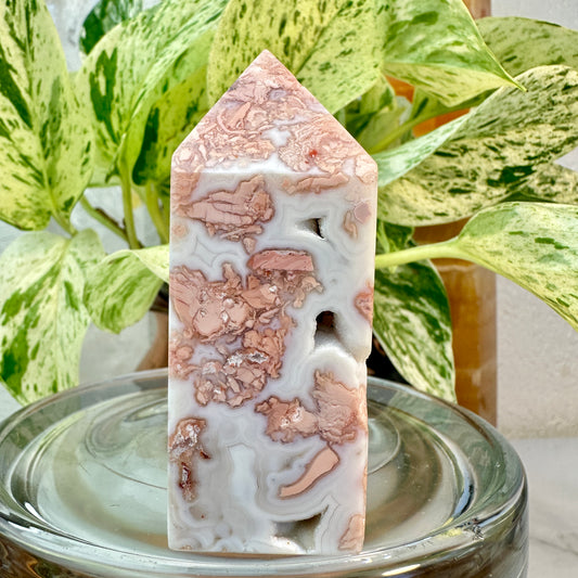 Pink Agate Tower — 3 inch
Emotional Stability | Nurturing | Grounded Love