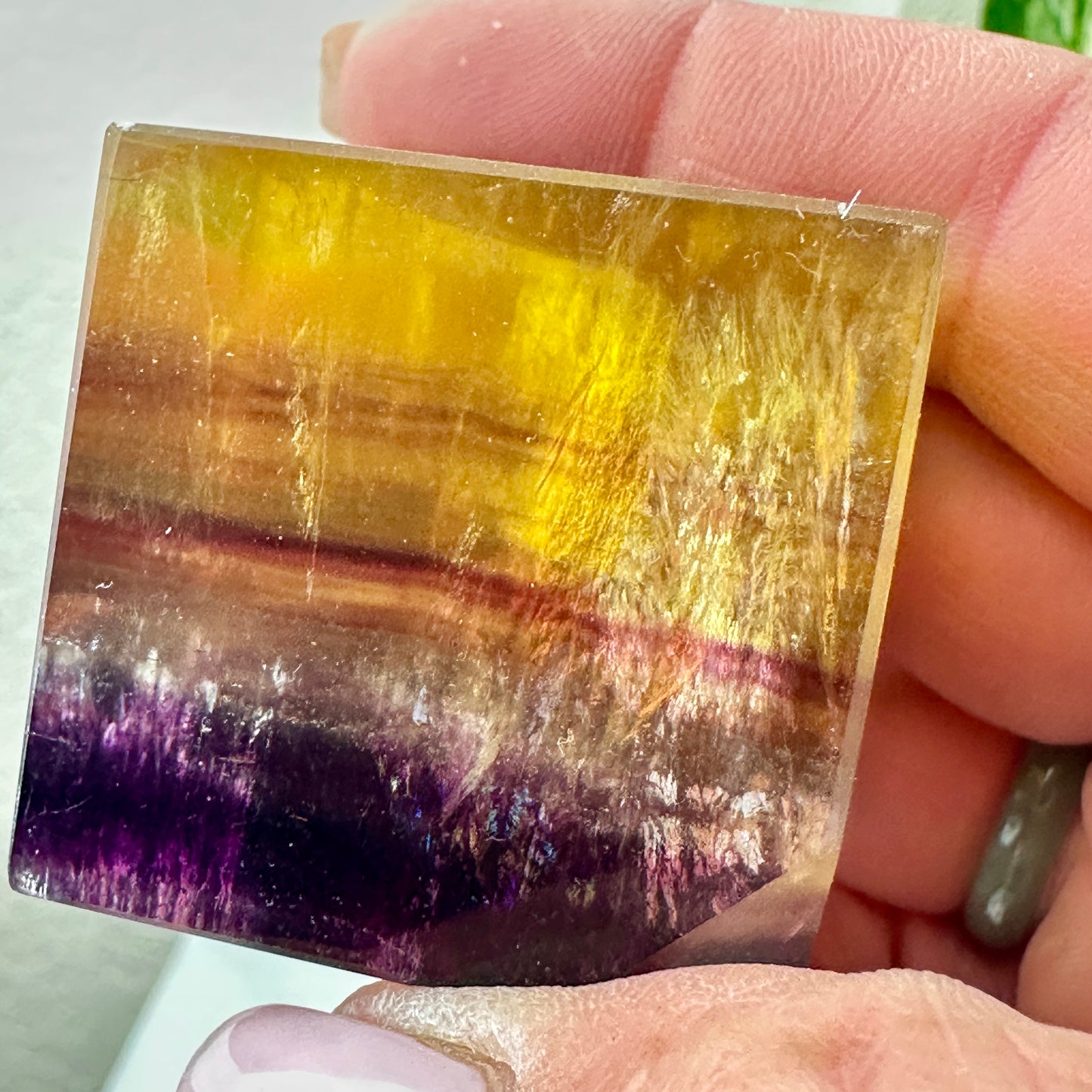 Yellow & Purple Banded Fluorite Cubes with Sparkling Mica — 1.2–1.4 inch
Clarity | Confidence | Spiritual Focus