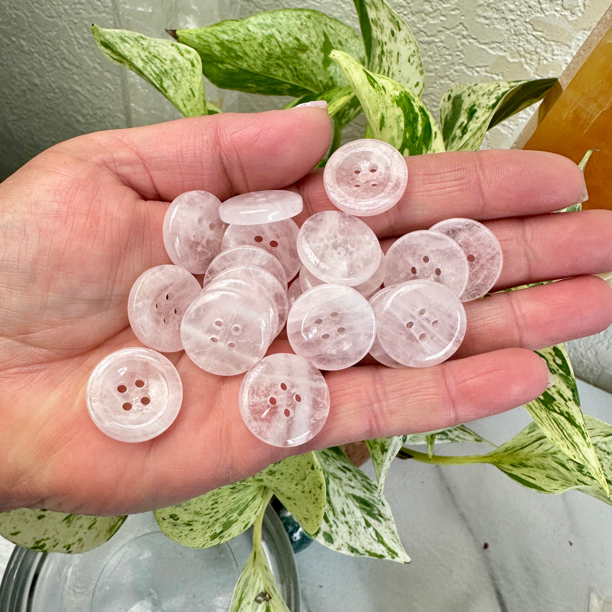 Quit Button Stone Rose Quartz Button - 20mm – Katie's Mystic Crystals
