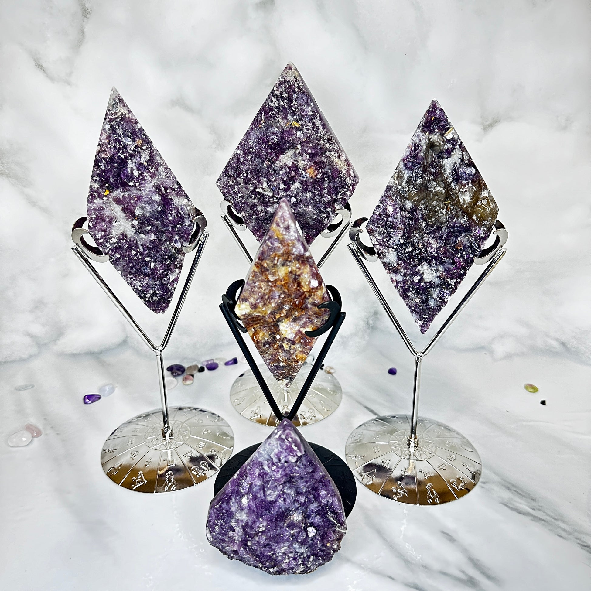 Mica  Lepidolite Rhombus with stand - Katie's Mystic Crystals
