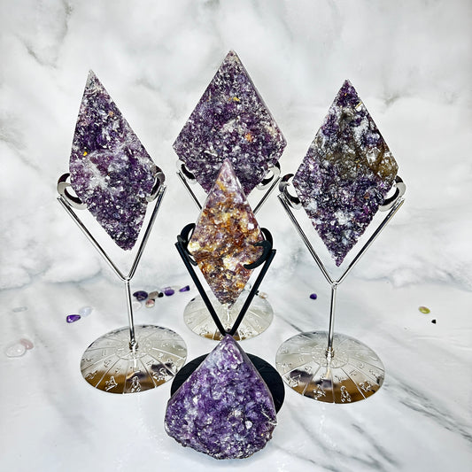 Mica  Lepidolite Rhombus with stand - Katie's Mystic Crystals