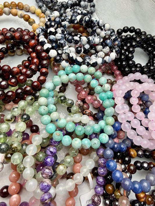 7–8mm Crystal Bead Bracelets – Genuine Gemstones