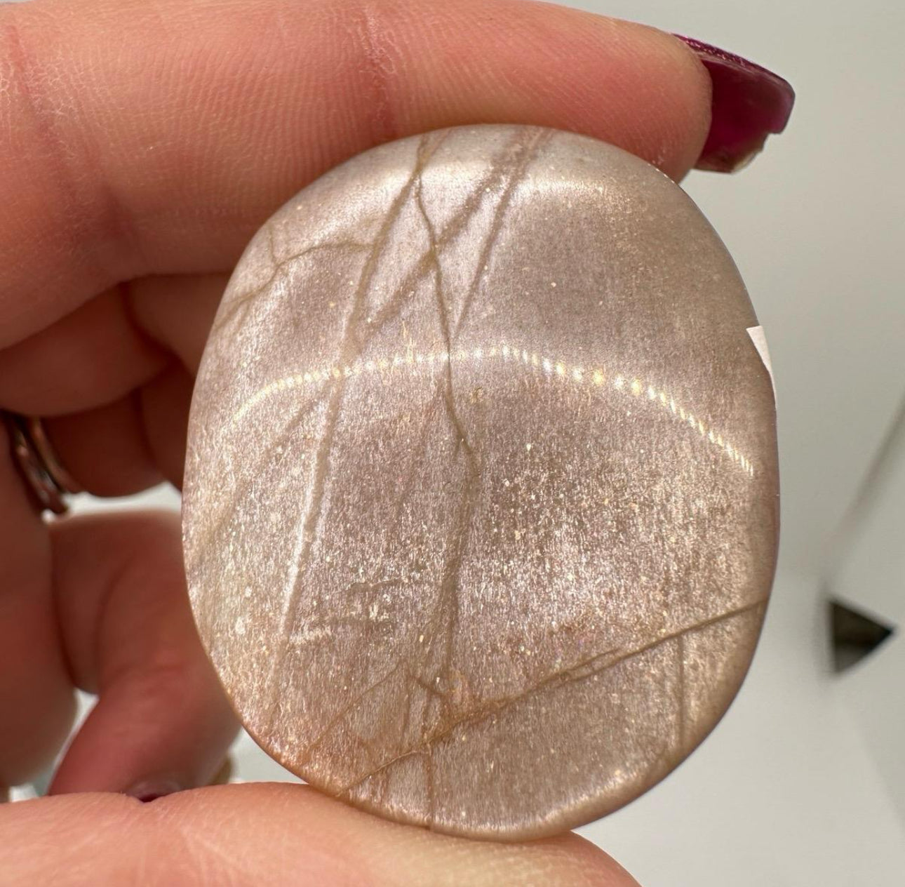 Peach Moonstone with Sunstone Palm Stones