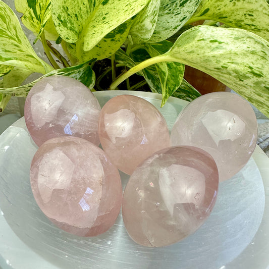 Gemmy Rose Quartz Palm Stone - 2 inch