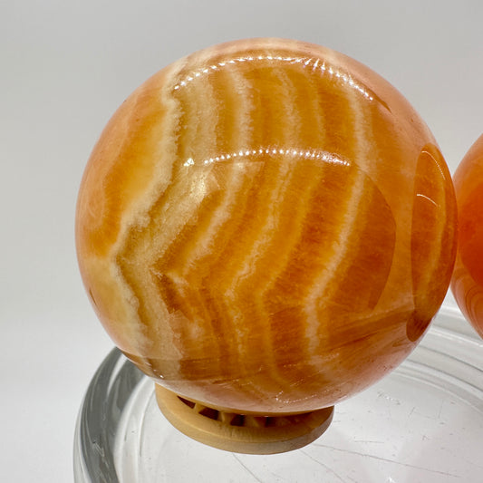 62-64mm Banded Orange Calcite Sphere - Katie's Mystic Crystals
