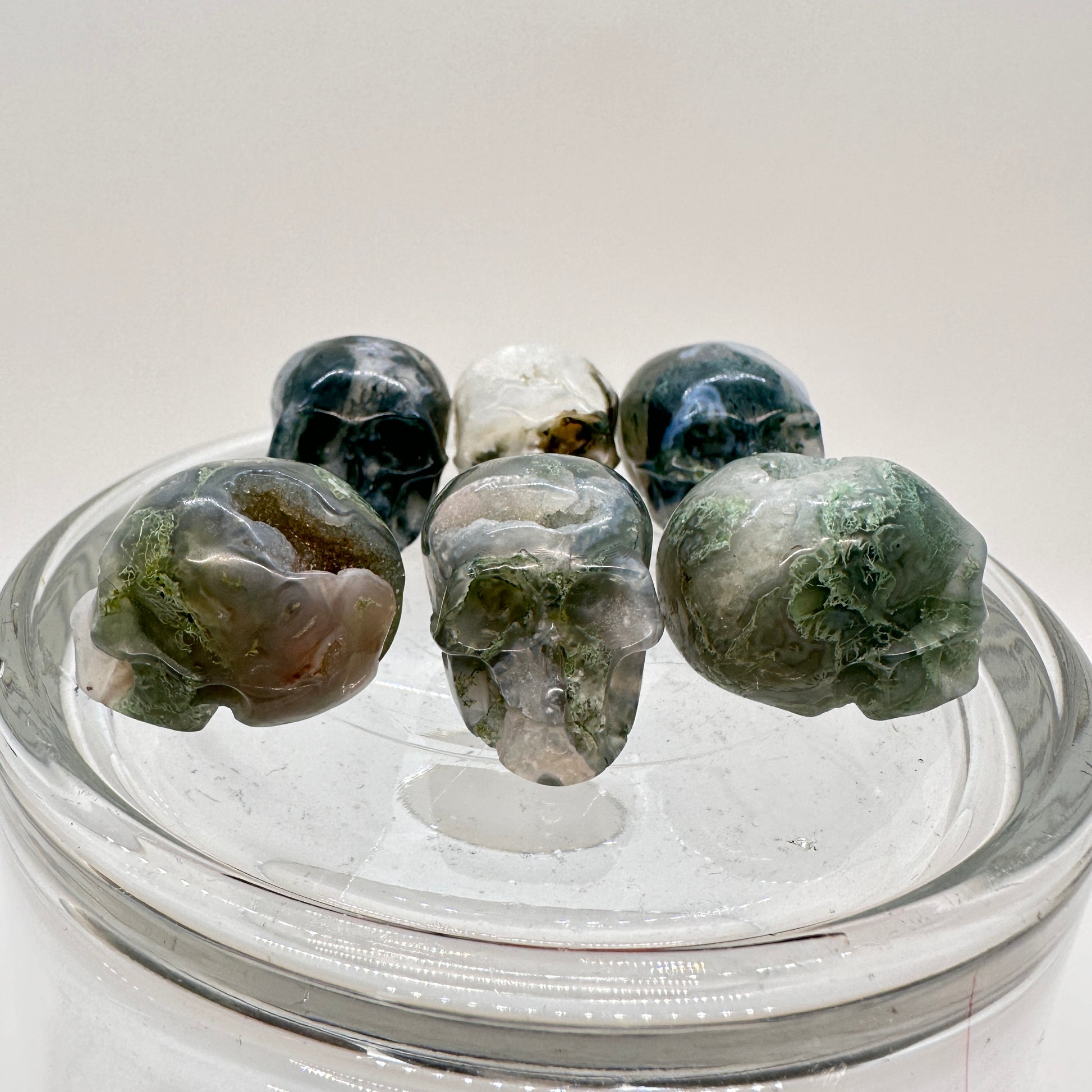 Mini Moss Agate Skull - Katie's Mystic Crystals