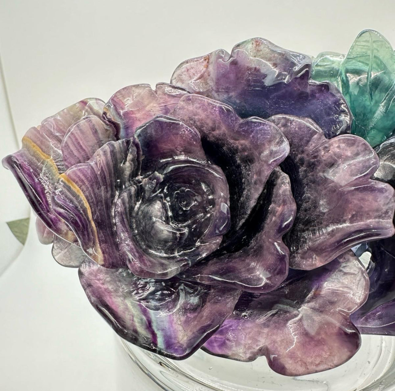 Rainbow Fluorite Flower Statement Piece - 8in long - 2lb 14oz - Hand Carved