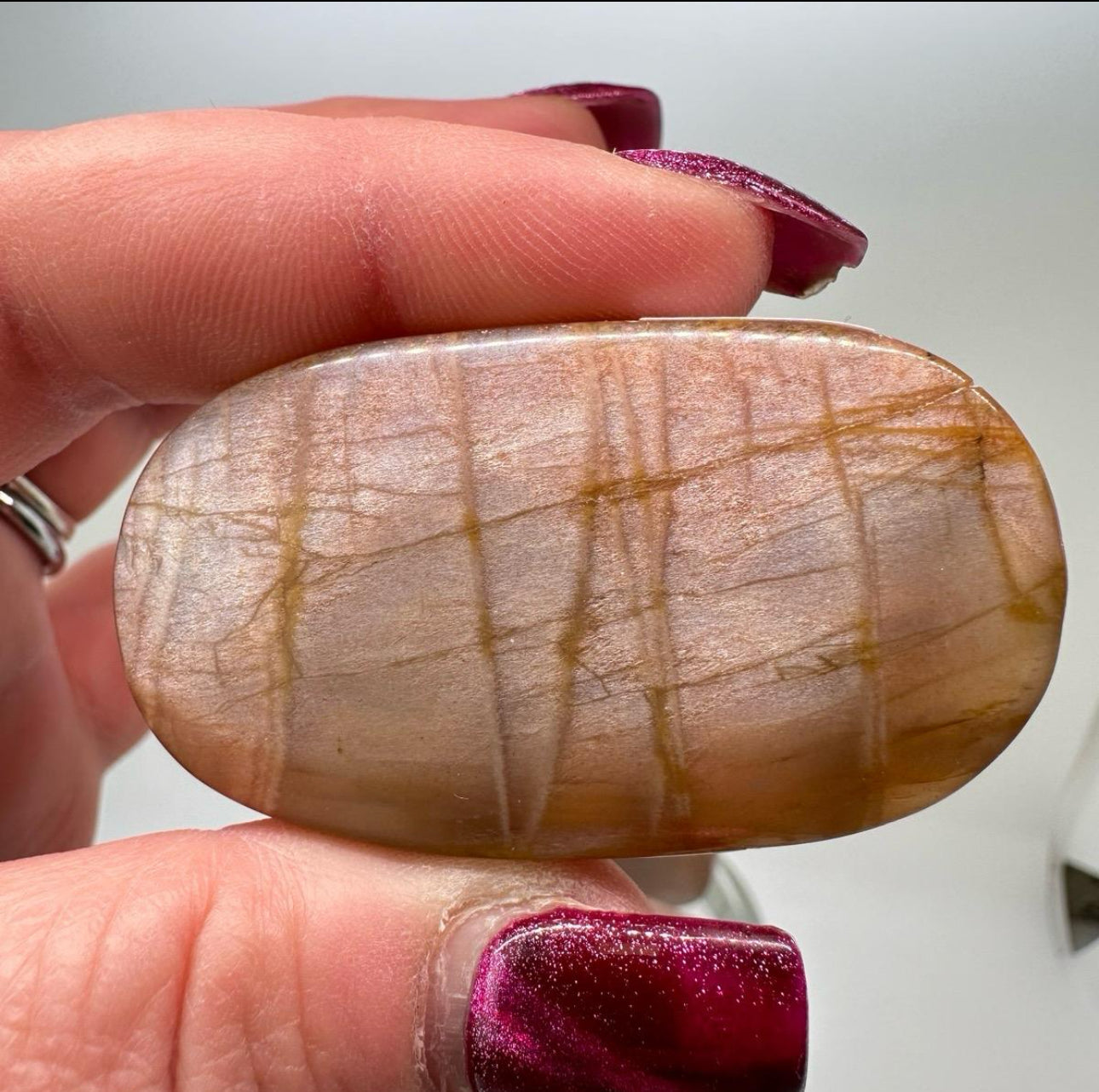 Peach Moonstone with Sunstone Palm Stones