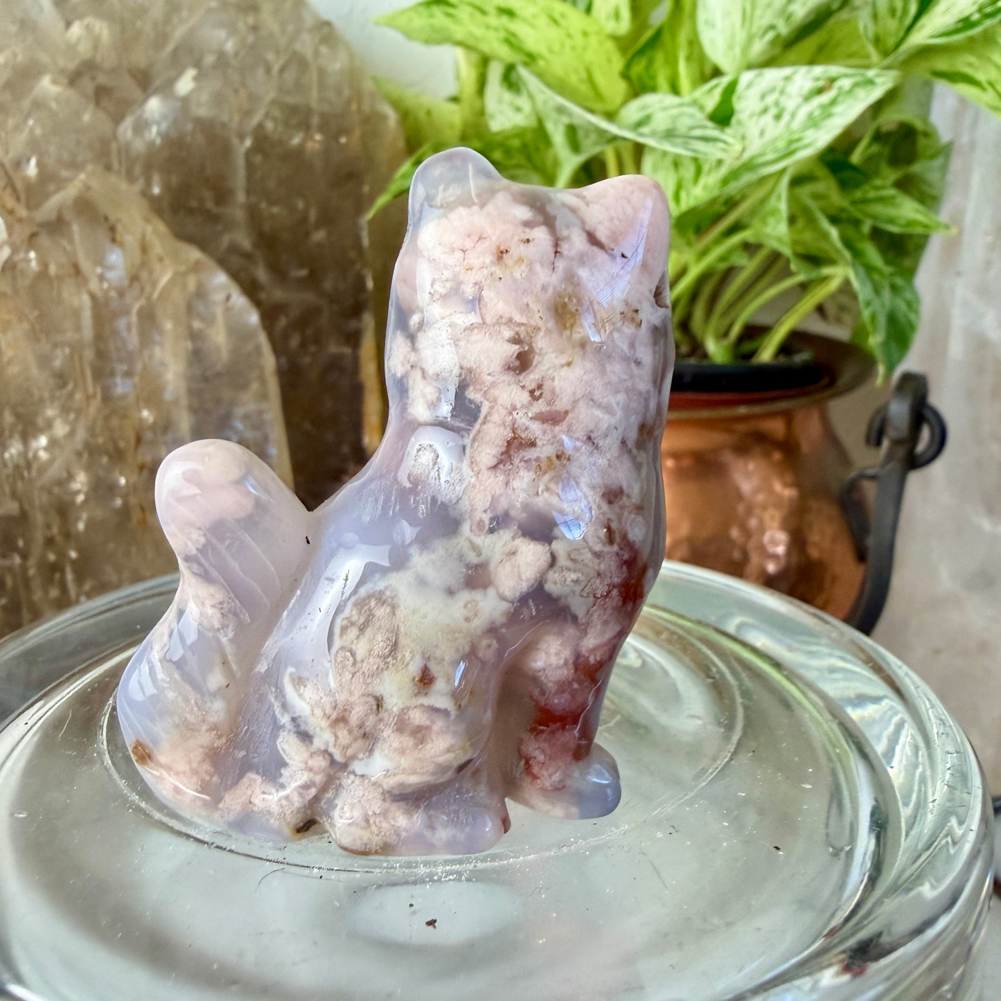 Polished Flower Agate Cat