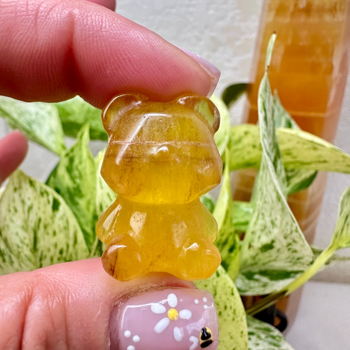 Faceted Fluorite Bears 1in - Yellow Fluorite - Pink Fluorite - Katie's Mystic Crystals