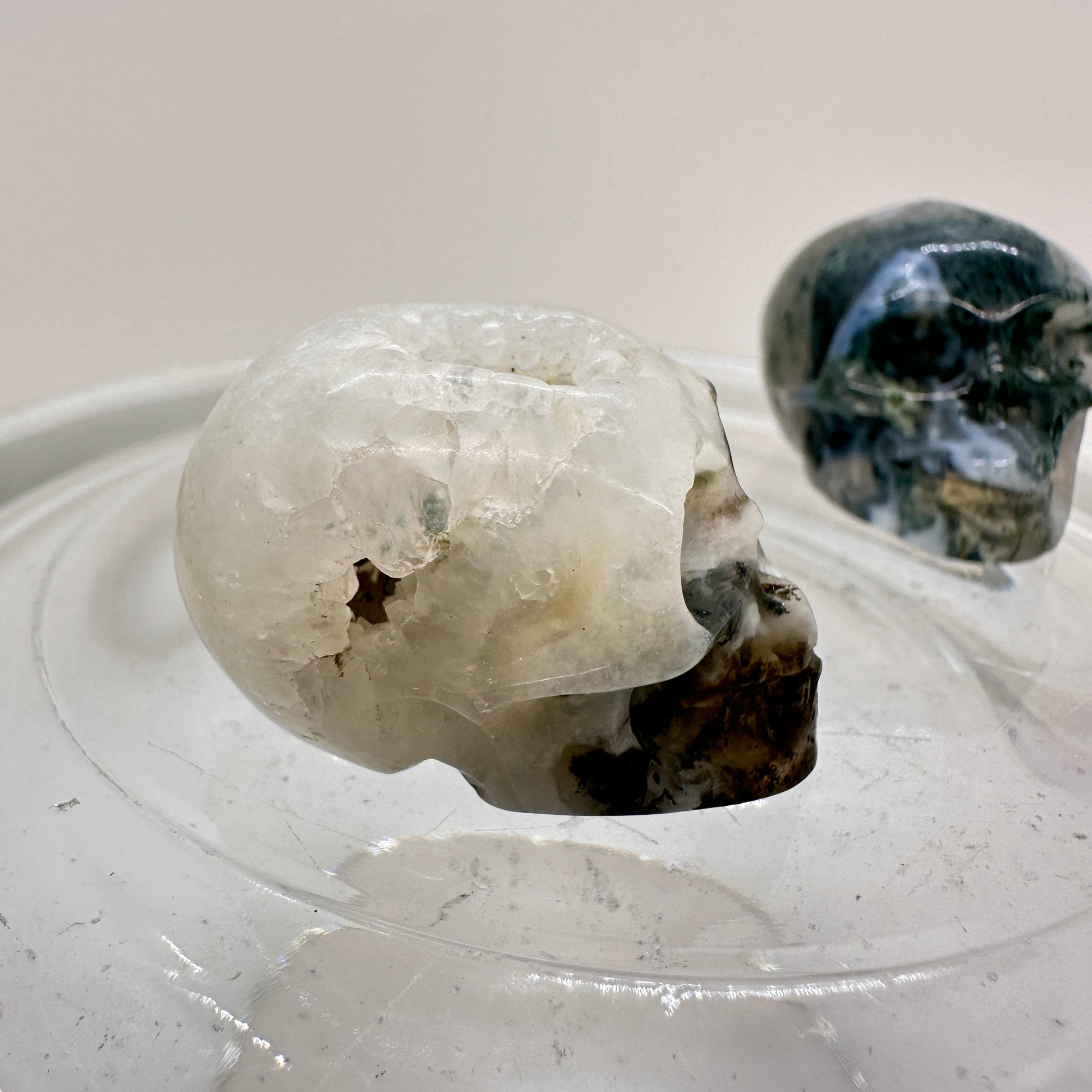 Mini Moss Agate Skull - Katie's Mystic Crystals