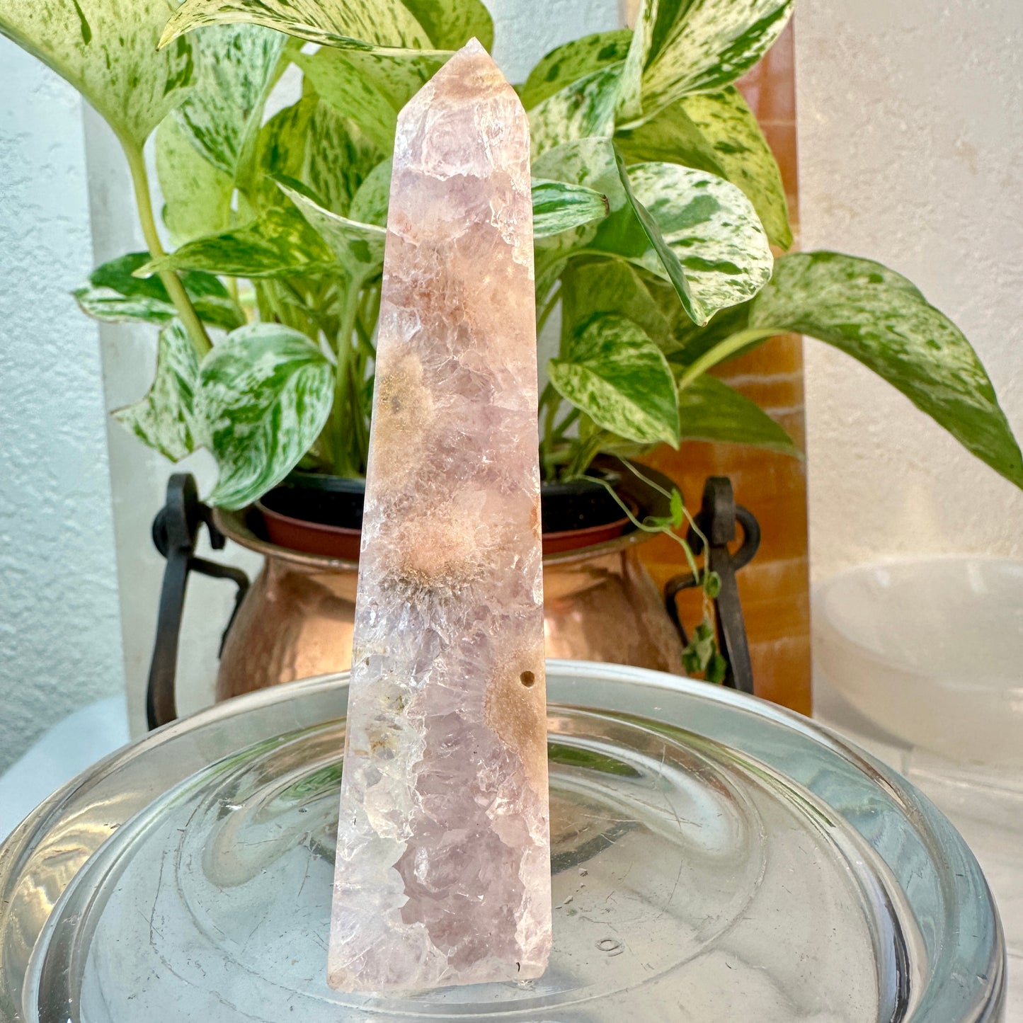 Amethyst Flower Agate Tower — 3.5 Inches
Spiritual Bloom • Tranquility • Feminine Energy