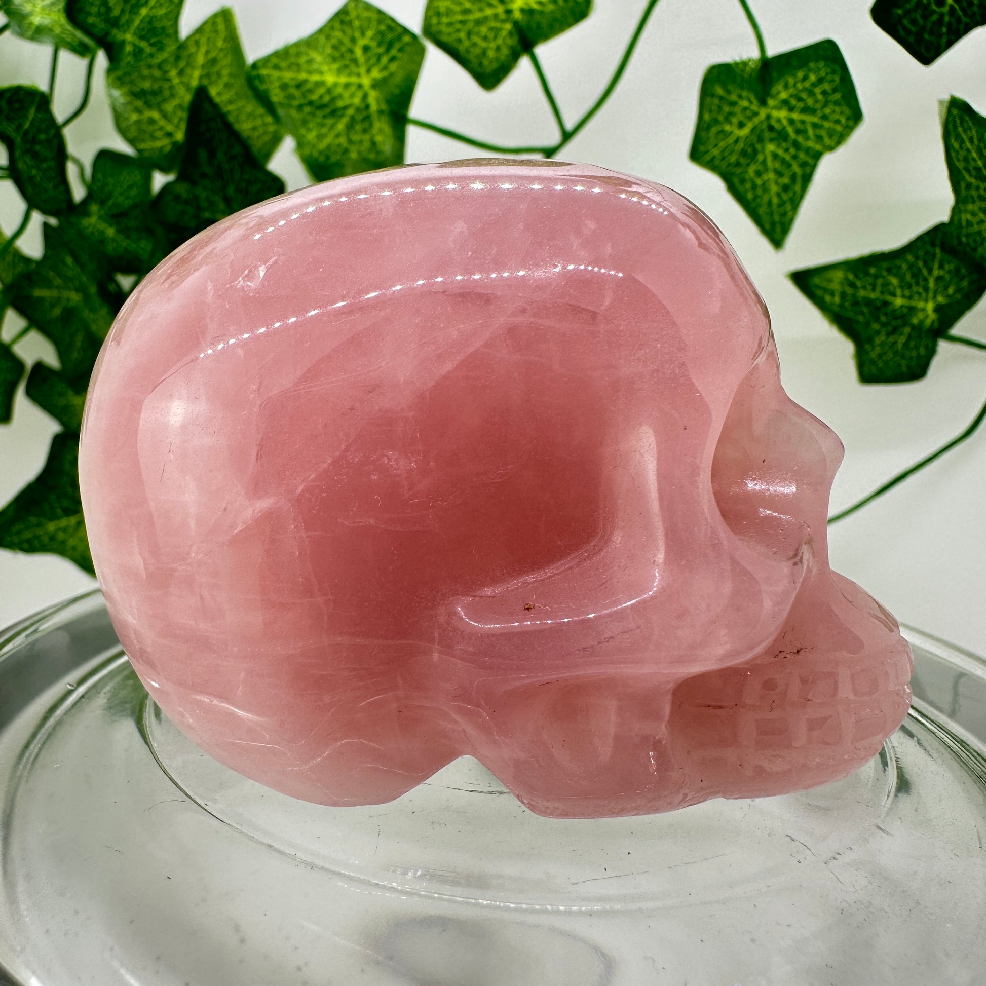 Rose Quartz Skull Carving - Katie's Mystic Crystals