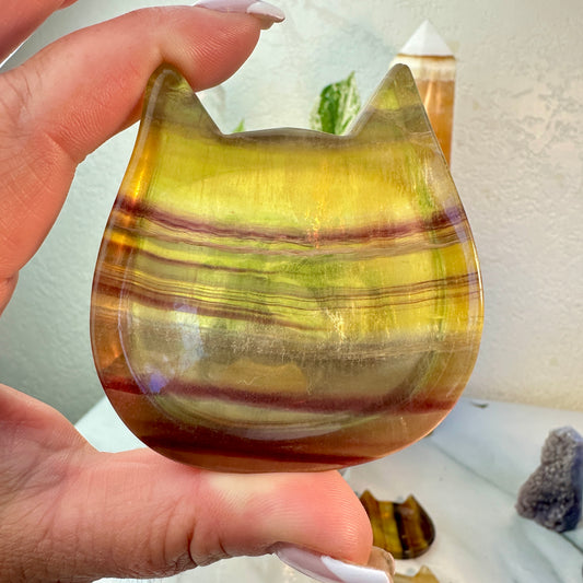 Yellow Banded Fluorite Cat Head Dishes — Small | Intuitive Pick
Confidence | Clarity | Solar Joy