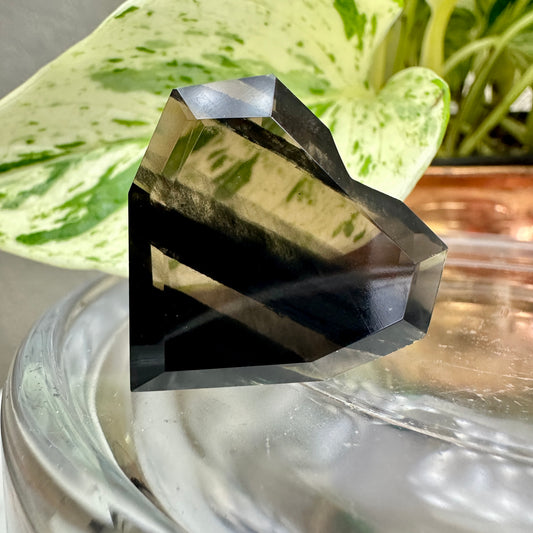 Faceted Black Lace Obsidian Heart - 1 inch
