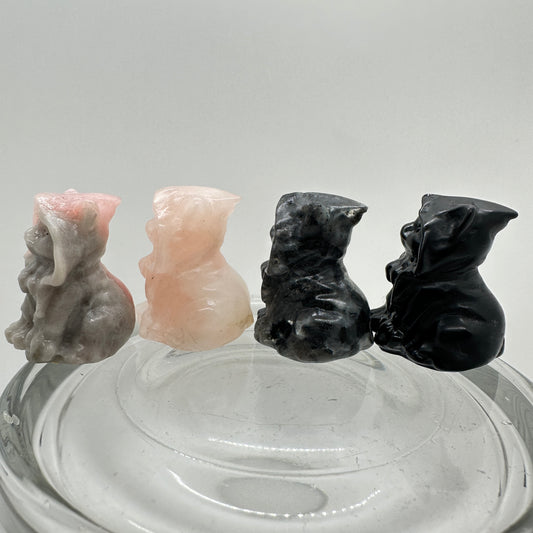 Hooded Crystal Cat - Rose Quartz