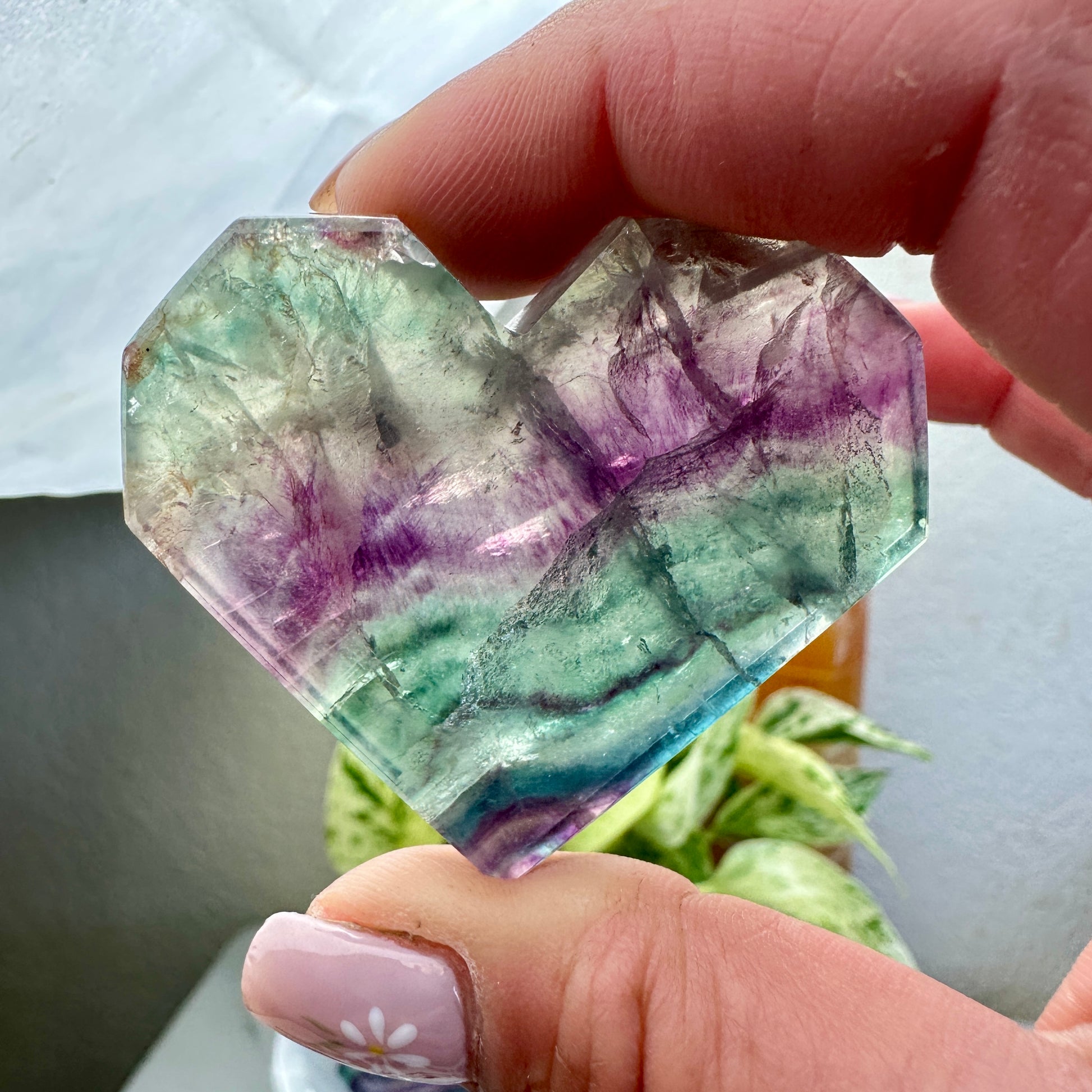 Rainbow Fluorite Heart - Intuitive Pick - Katie's Mystic Crystals