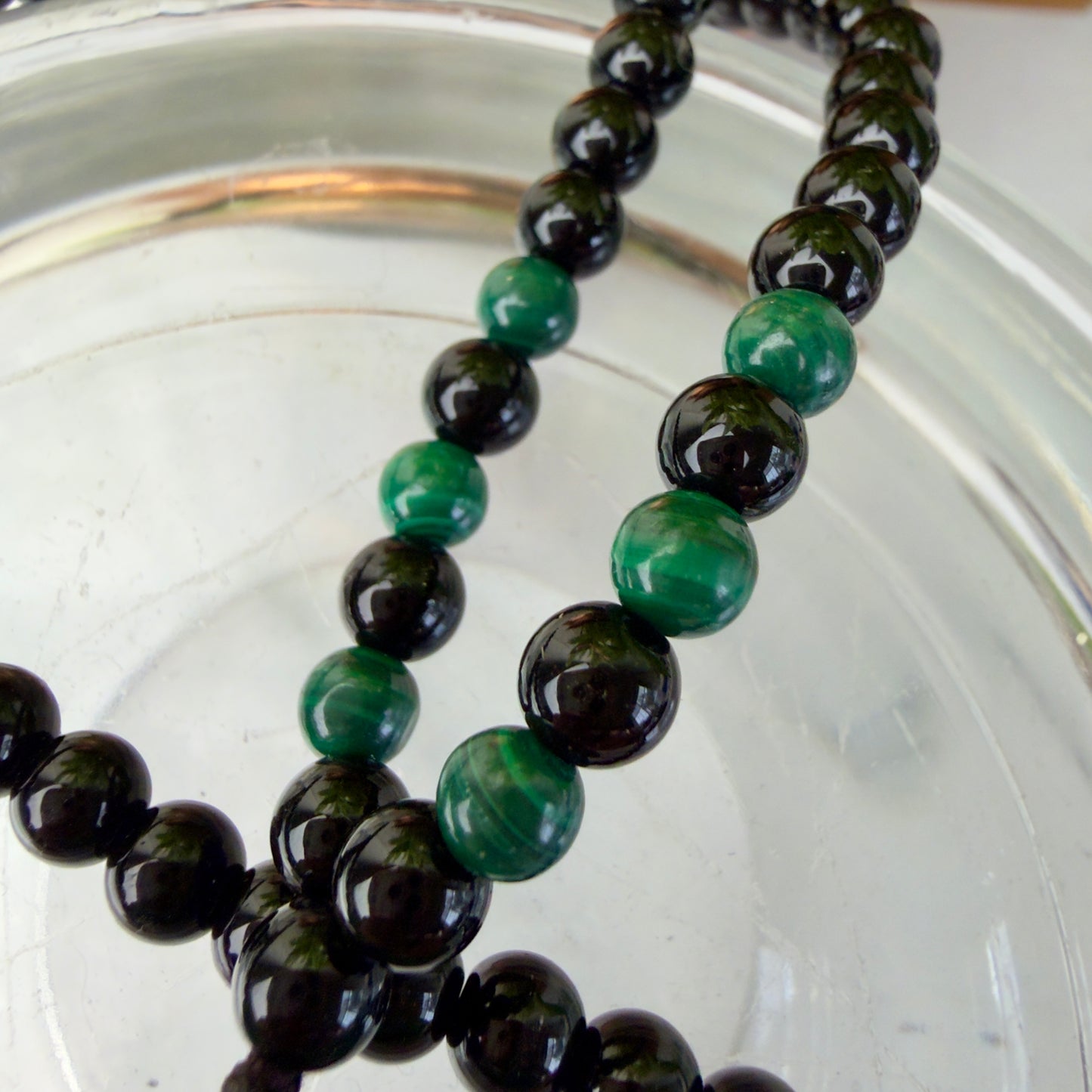 Malachite & Black Obsidian Necklace – Protection & Transformation Pendant 💚🖤✨