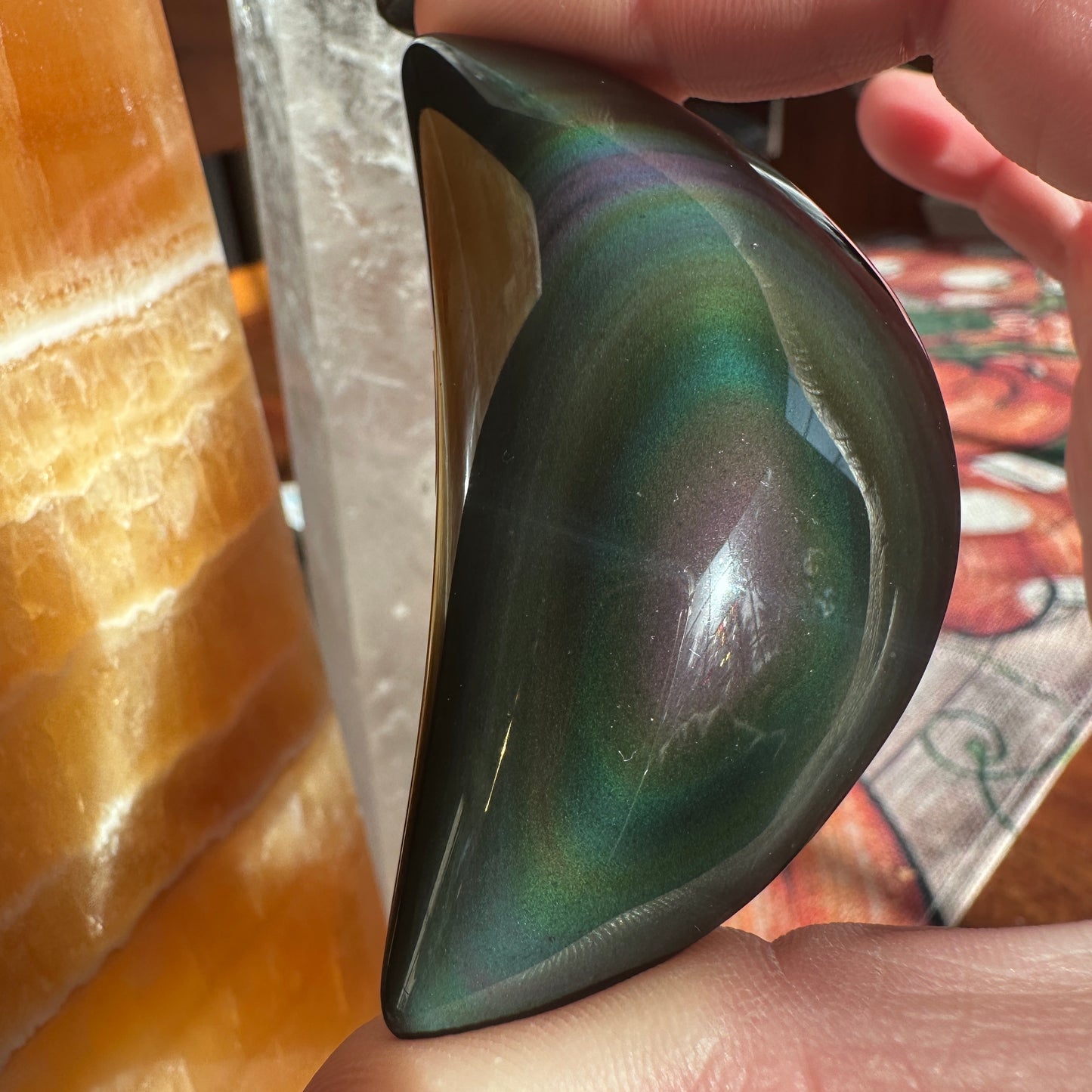 Rainbow Obsidian Moons - Katie's Mystic Crystals