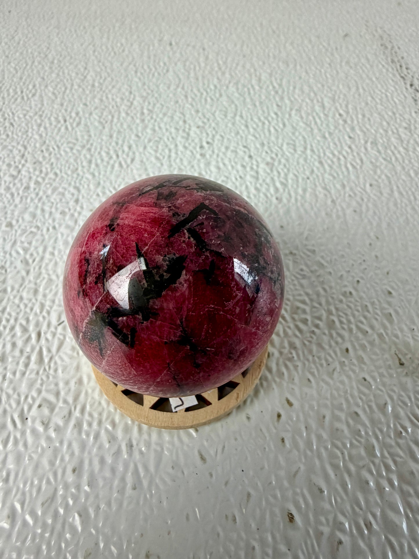 Gem-Grade Imperial Rhodonite Sphere (230g) – Deep Raspberry Pink Heart Chakra