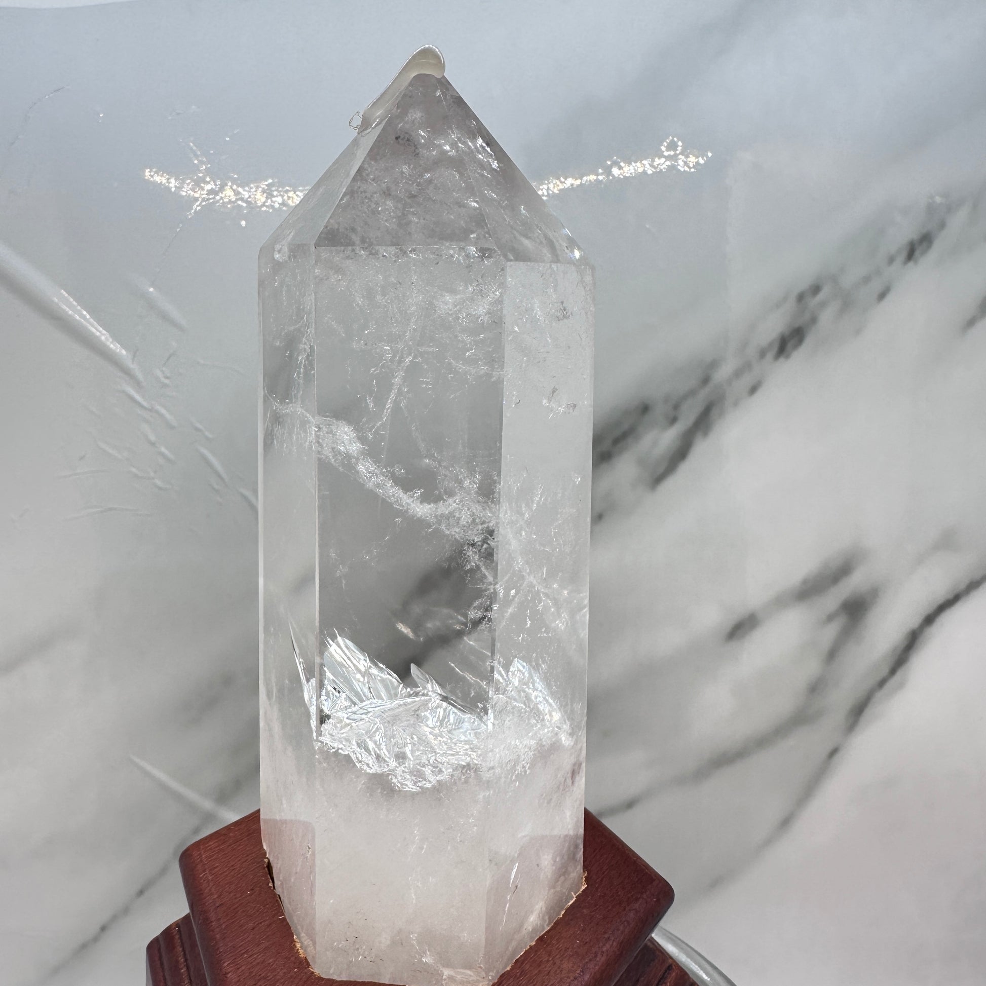 6in Clear Quartz Point with custom stand - Katie's Mystic Crystals