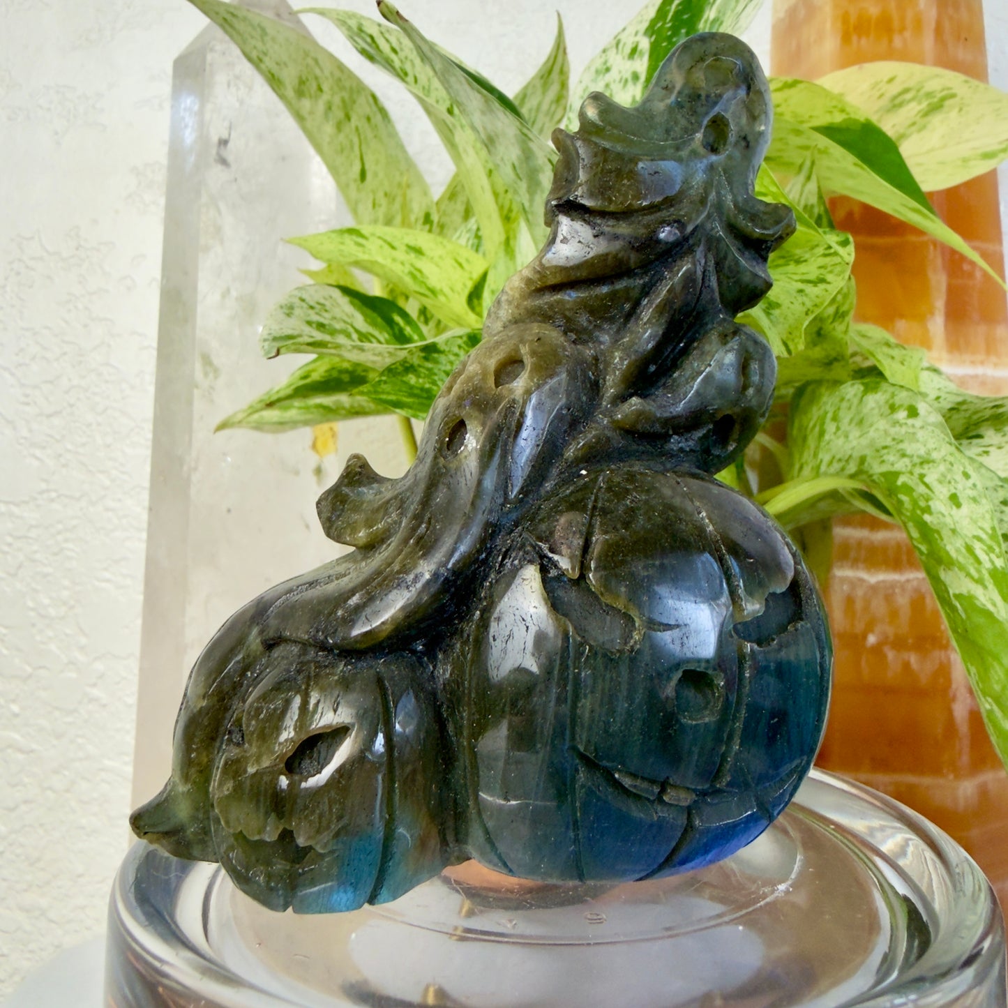 ⚡️ Large Labradorite Dragon & Ghost Carvings – Imperfect but Powerful ⚡️