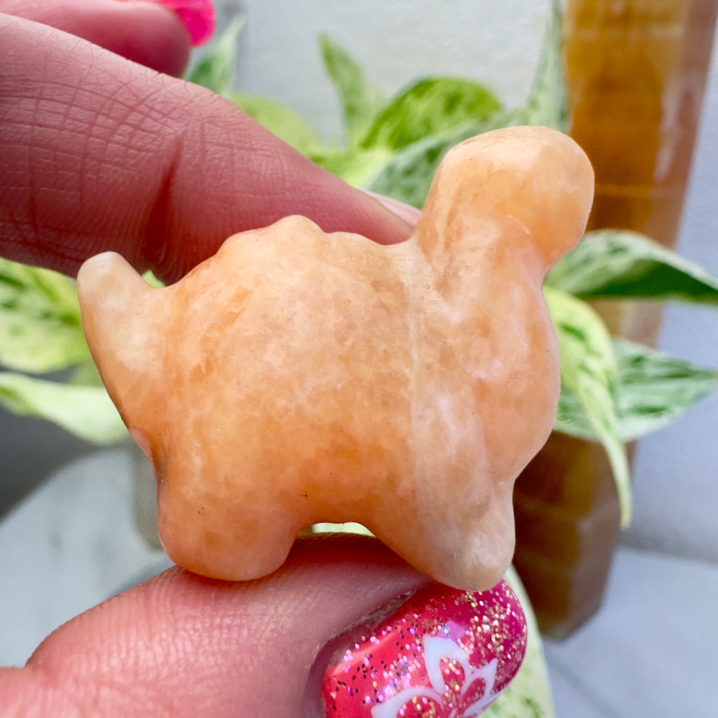 Long Neck Dino Red Aventurine and Orange Calcite